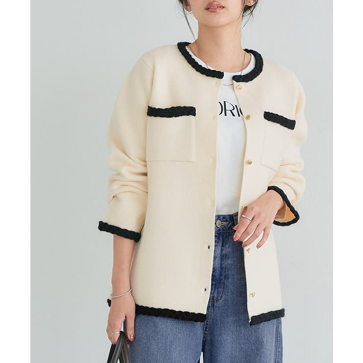 ゴールドボタン配色ニットジャケット ジャケット ニット | Pierrot | 詳細画像21 