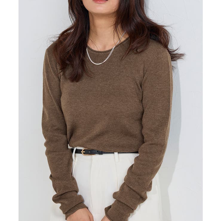 ブラウン | 細リブシンプルニット ニット 細リブ | Pierrot