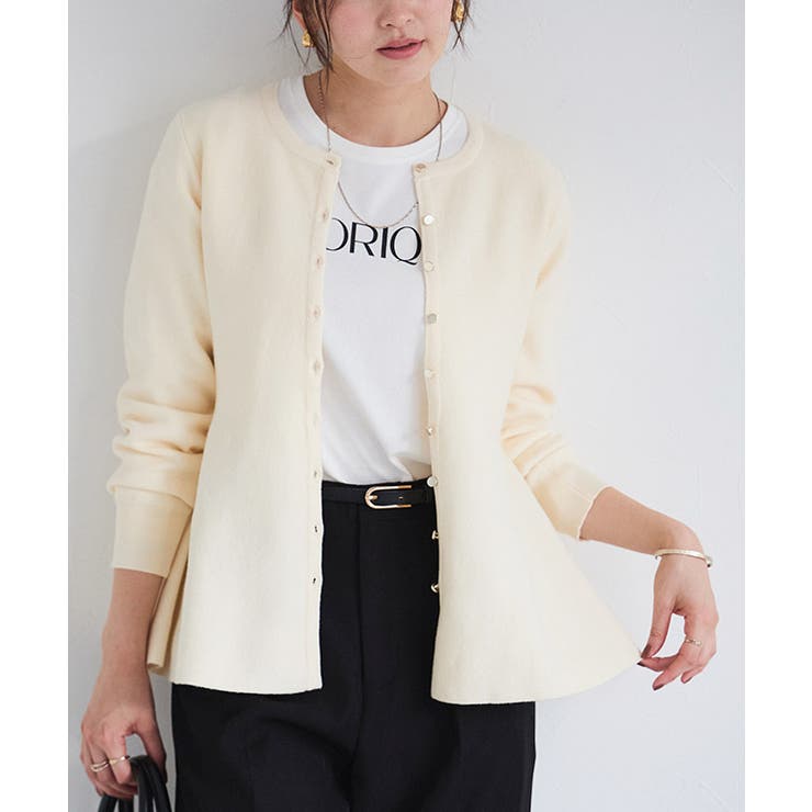 アイボリー | ゴールドボタンペプラムカーディガン カーディガン ペプラム | Pierrot