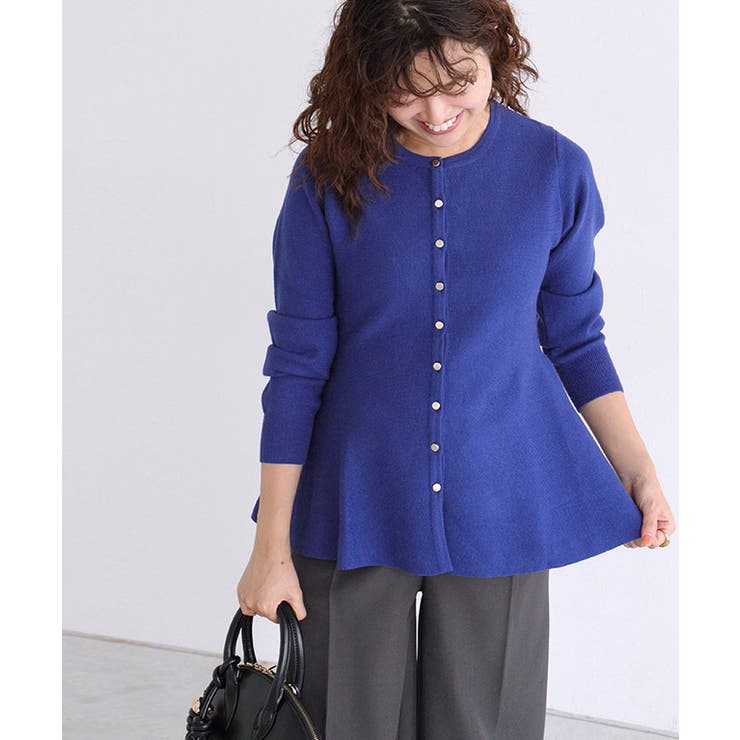 ロイヤルブルー | ゴールドボタンペプラムカーディガン カーディガン ペプラム | Pierrot