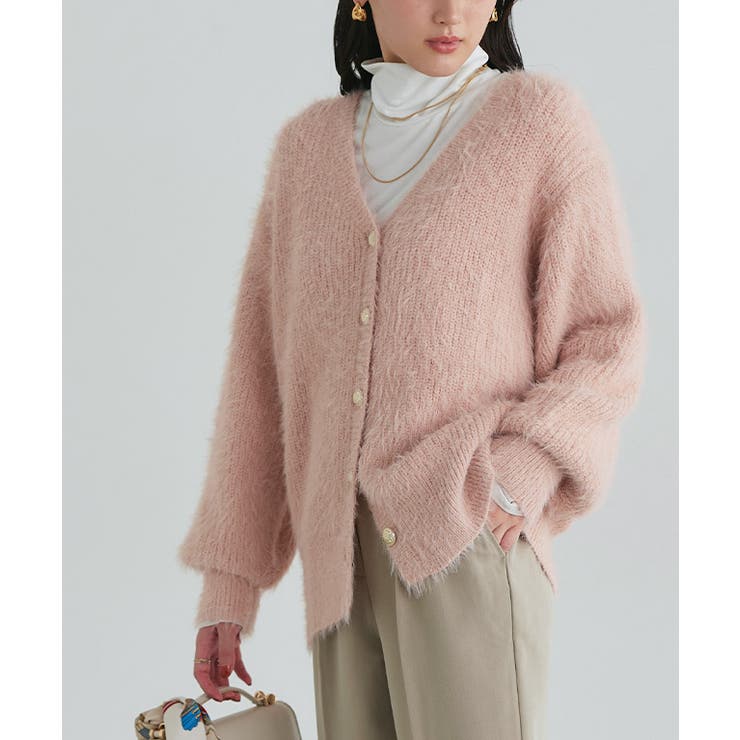 ピンク | ゴールドボタンシャギーニットカーディガン カーディガン ニット | Pierrot