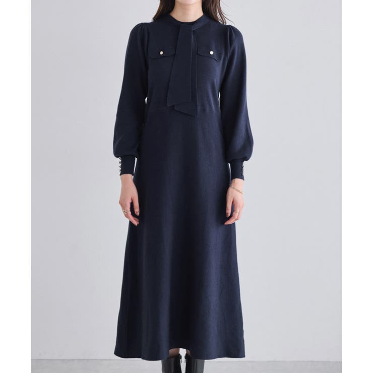 PEARLATES ボウタイ　ニットワンピース PEARLATES ボウタイ ニットワンピース