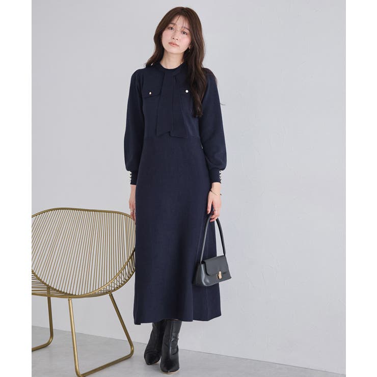 ボウタイポケットニットワンピース ワンピース ニット | Pierrot | 詳細画像16 