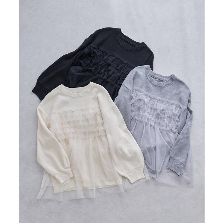 フリルチュールラメ入りニット ニット ラメ | Pierrot | 詳細画像7 