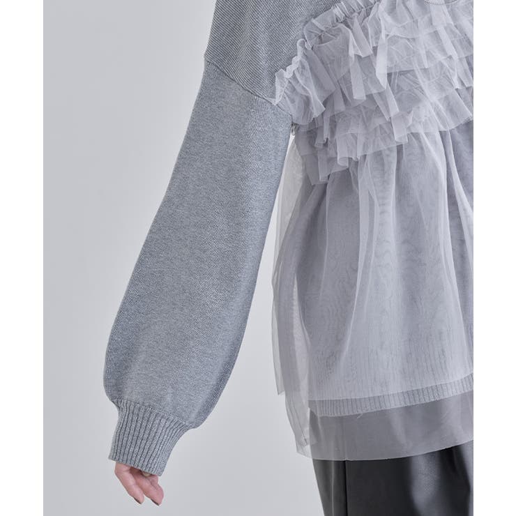 フリルチュールラメ入りニット ニット ラメ | Pierrot | 詳細画像9 