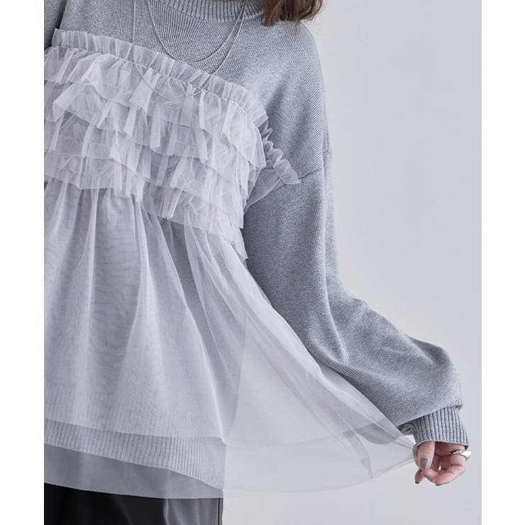 フリルチュールラメ入りニット ニット ラメ | Pierrot | 詳細画像10 