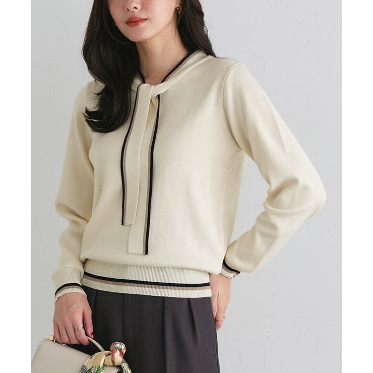 配色ボウタイニット ニット ボウタイ | Pierrot | 詳細画像15 