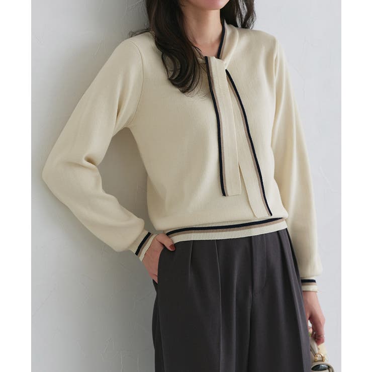 配色ボウタイニット ニット ボウタイ | Pierrot | 詳細画像19 