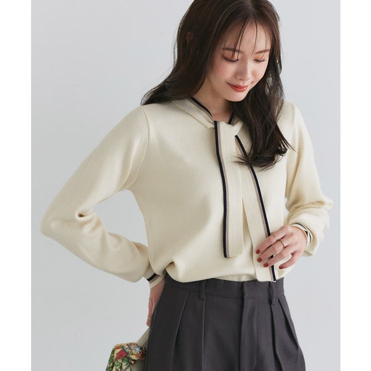 配色ボウタイニット ニット ボウタイ | Pierrot | 詳細画像21 