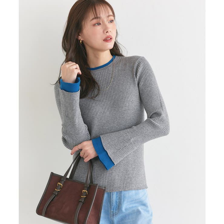 バイカラーフレアスリーブリブニット ニット フレアスリーブ | Pierrot | 詳細画像14 