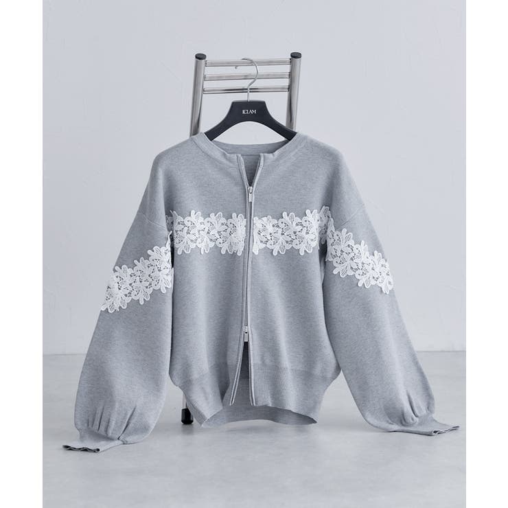 [ECLAM]レースドッキングカーディガン レース 華やか | Pierrot | 詳細画像3 