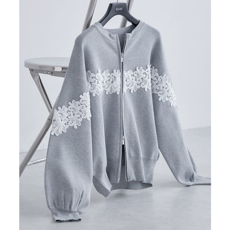 [ECLAM]レースドッキングカーディガン レース 華やか | Pierrot | 詳細画像4 