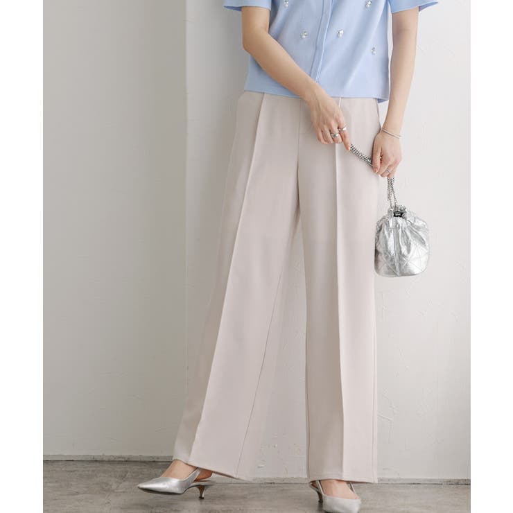 ライトグレージュ | ラクしてキレイ！ストレッチストレートパンツ パンツ センタープレス | Pierrot