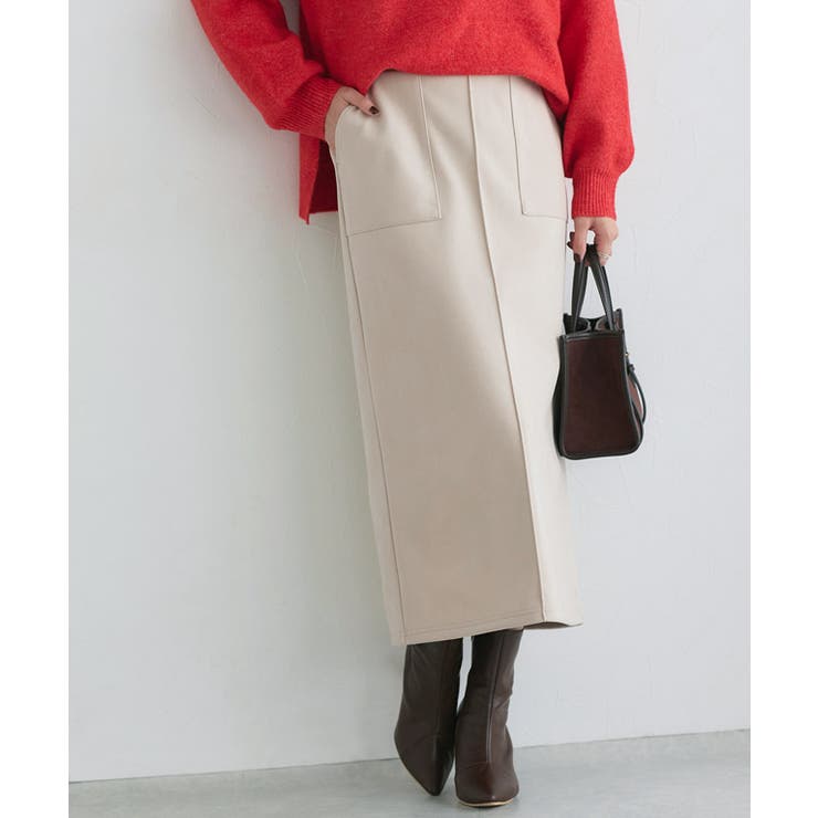 アイボリー | カット起毛ポケットIラインスカート スカート Iライン | Pierrot