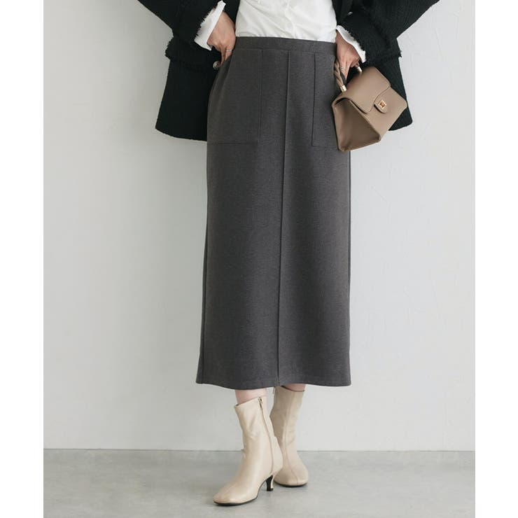 杢チャコール | カット起毛ポケットIラインスカート スカート Iライン | Pierrot