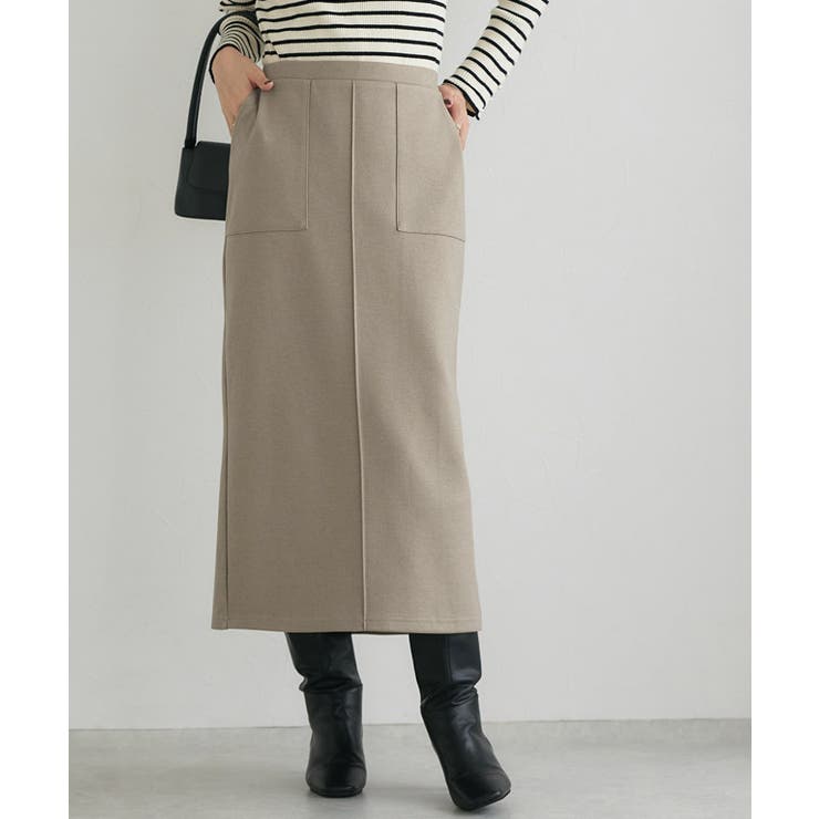 杢グレージュ | カット起毛ポケットIラインスカート スカート Iライン | Pierrot