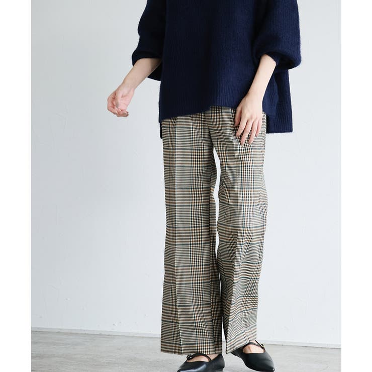 ベルト付きチェック柄パンツ パンツ チェックパンツ[品番 ベルト付きチェック柄パンツ パンツ チェックパンツ[品番