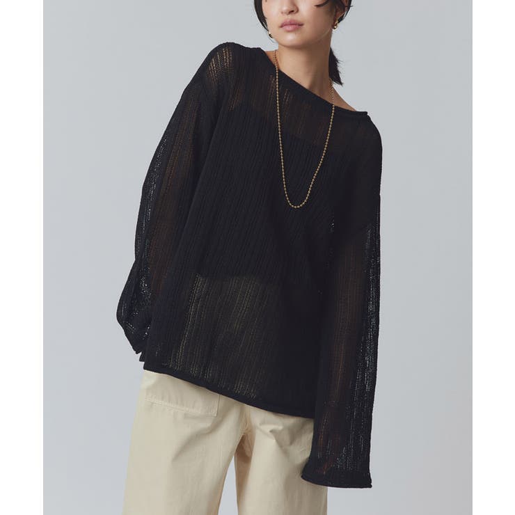 ブラック | [RASW]シアーストライプニット シアー ストライプ | Pierrot