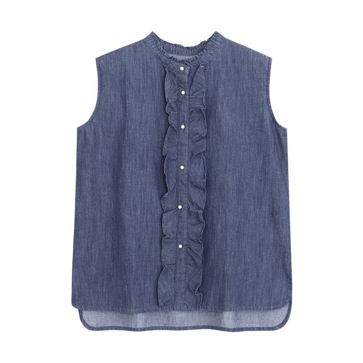 インディゴ | シャンブレーフリルノースリーブブラウス ブラウス フリル | Pierrot