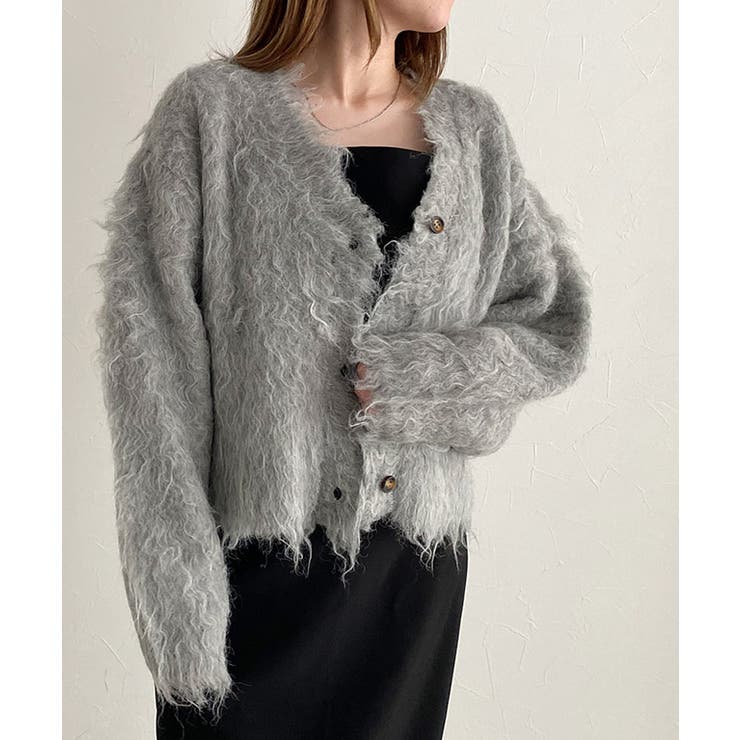 グレー | [RASW]2wayシャギーニットカーディガン カーディガン ニット | Pierrot