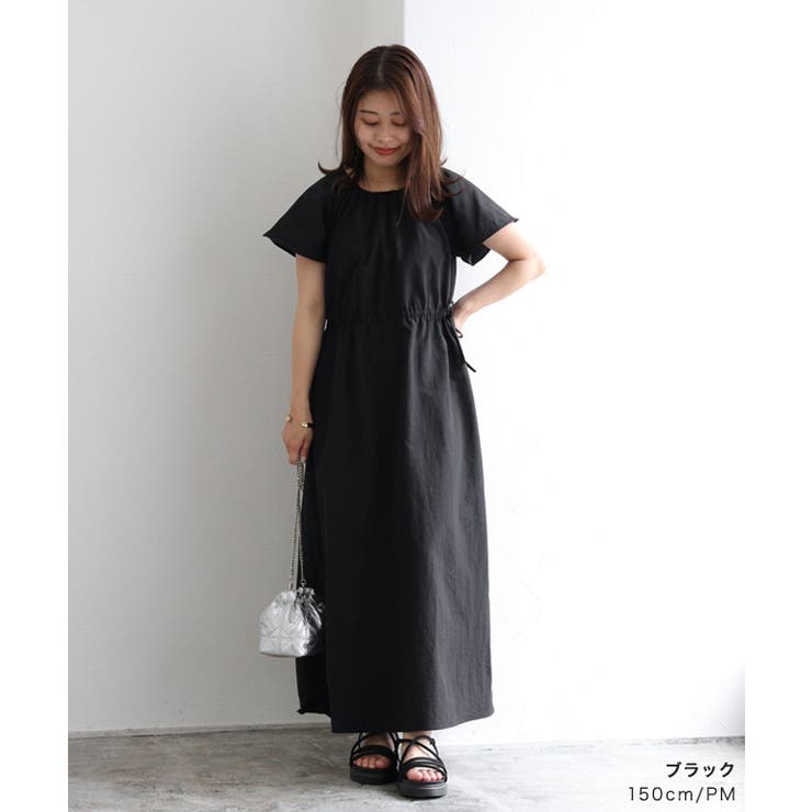 2wayギャザーフリルワンピース ワンピース 抗菌防臭[品番