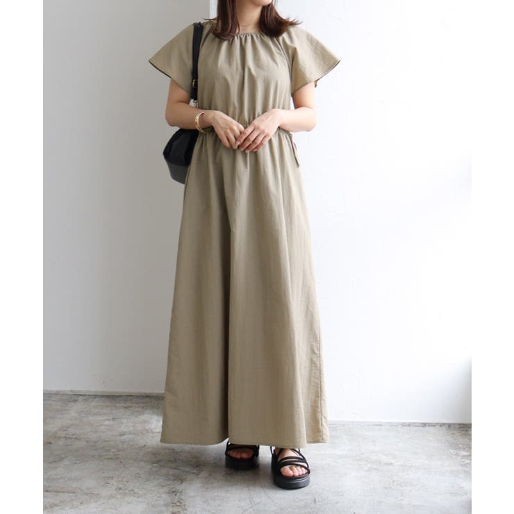 2wayギャザーフリルワンピース ワンピース 抗菌防臭[品番