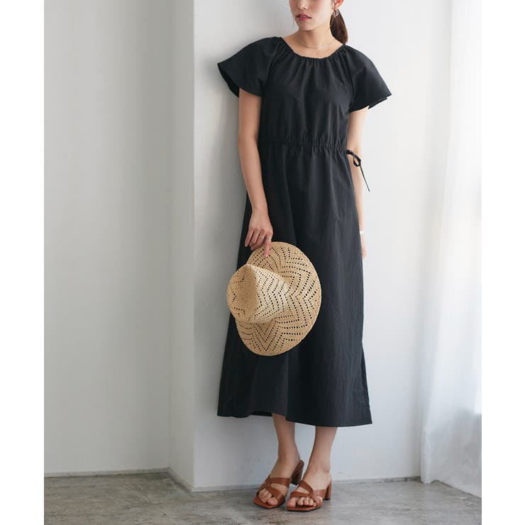 2wayギャザーフリルワンピース ワンピース 抗菌防臭[品番