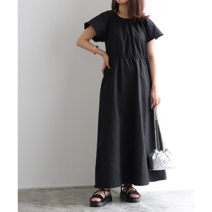 ロンハーマン　Frill Dress コットンギャザーフリルワンピース　ブラック ロンハーマン Frill Dress コットンギャザーフリルワンピース