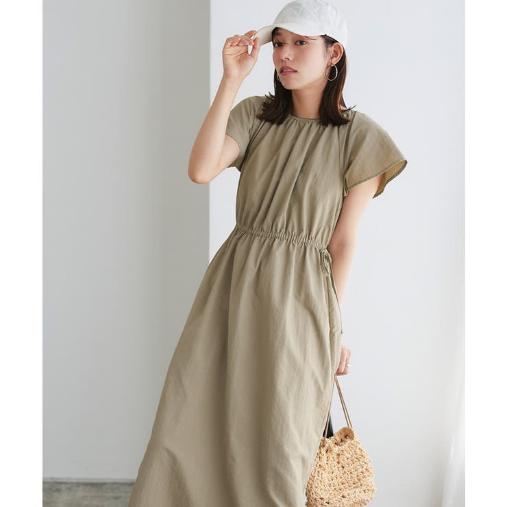 2wayギャザーフリルワンピース ワンピース 抗菌防臭[品番