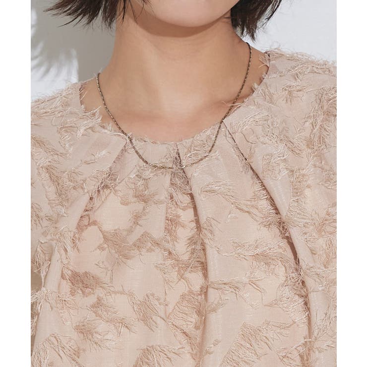 ジャカードギャザーフレアブラウス ブラウス ジャカード[品番