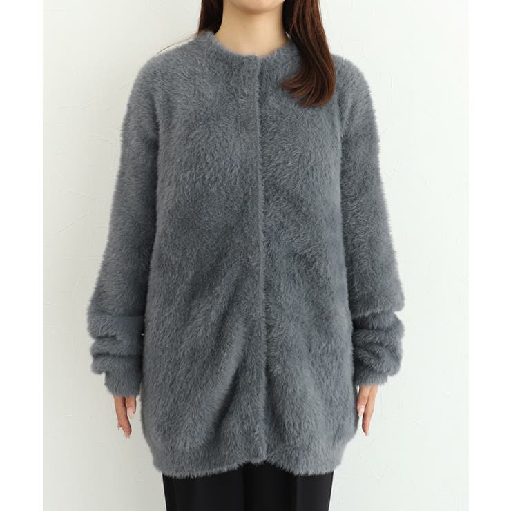 【美品タグ付き】OHGA シャギーコーディガン　グレー OHGA オーガ / シャギーコーディガン