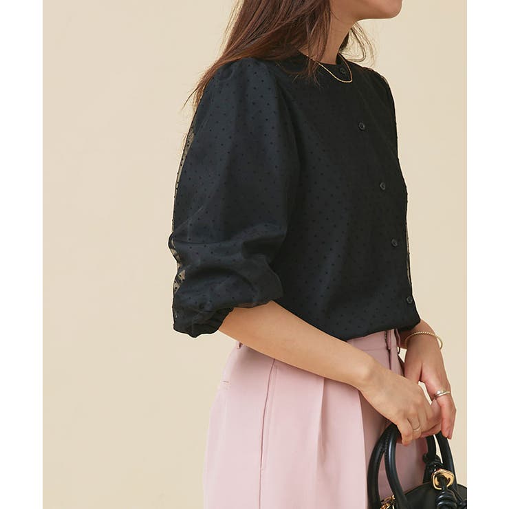 フロッキードットチュールパフブラウス ブラウス ドット | Pierrot | 詳細画像16 