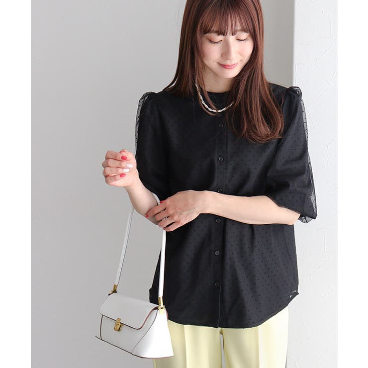 フロッキードットチュールパフブラウス ブラウス ドット | Pierrot | 詳細画像20 