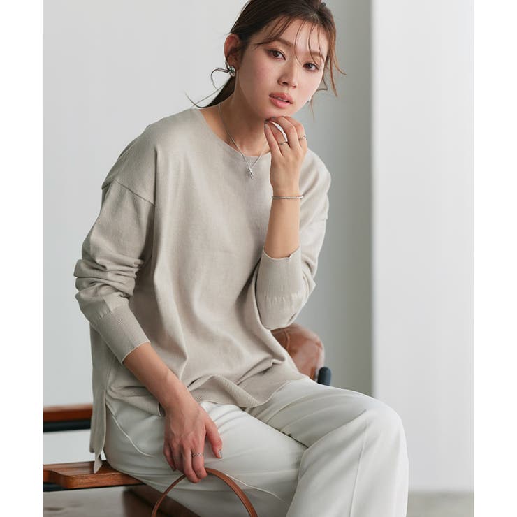 ネックが選べるコットンミックスオーバーニット ニット 綿混 | Pierrot | 詳細画像27 