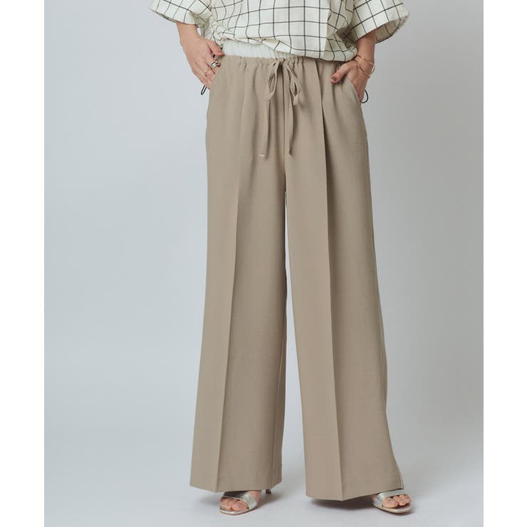 杢ベージュ | [RASW]ダブルウエストサイドラインパンツ パンツ リネンライク | Pierrot