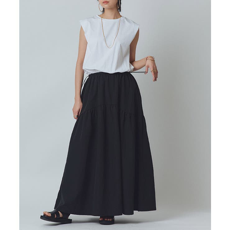 オフホワイト×ブラック | タフタギャザードッキングワンピース ワンピース カットソー | Pierrot