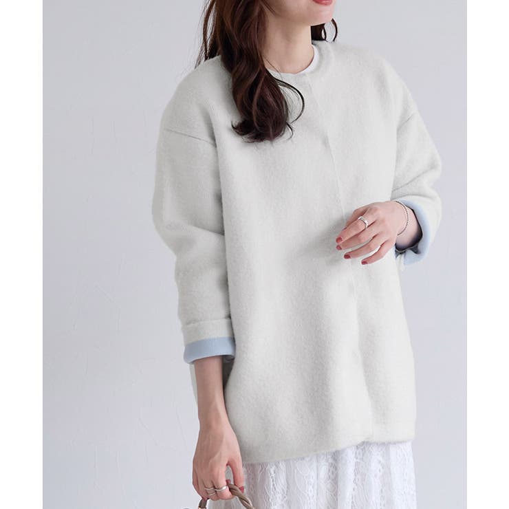 アイボリー | コクーンノーカラーコーディガン コーディガン ノーカラー | Pierrot