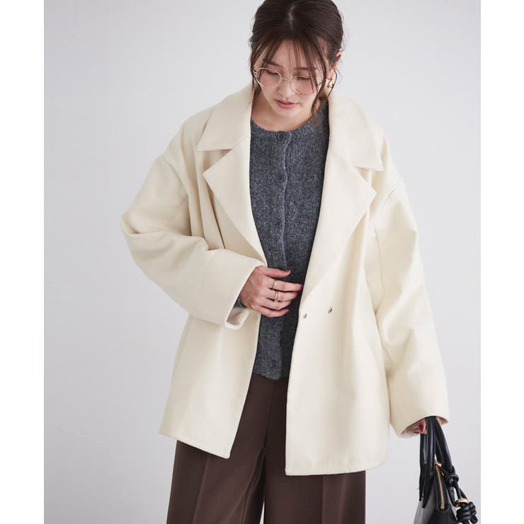 アイボリー | シンプルテーラーカラーコート コート シンプル | Pierrot