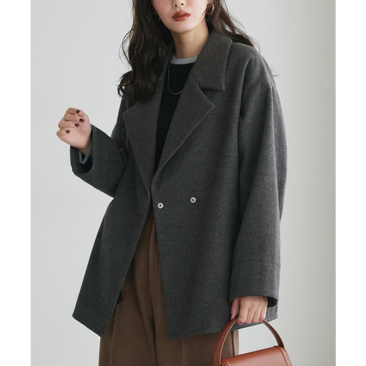 杢チャコール | シンプルテーラーカラーコート コート シンプル | Pierrot