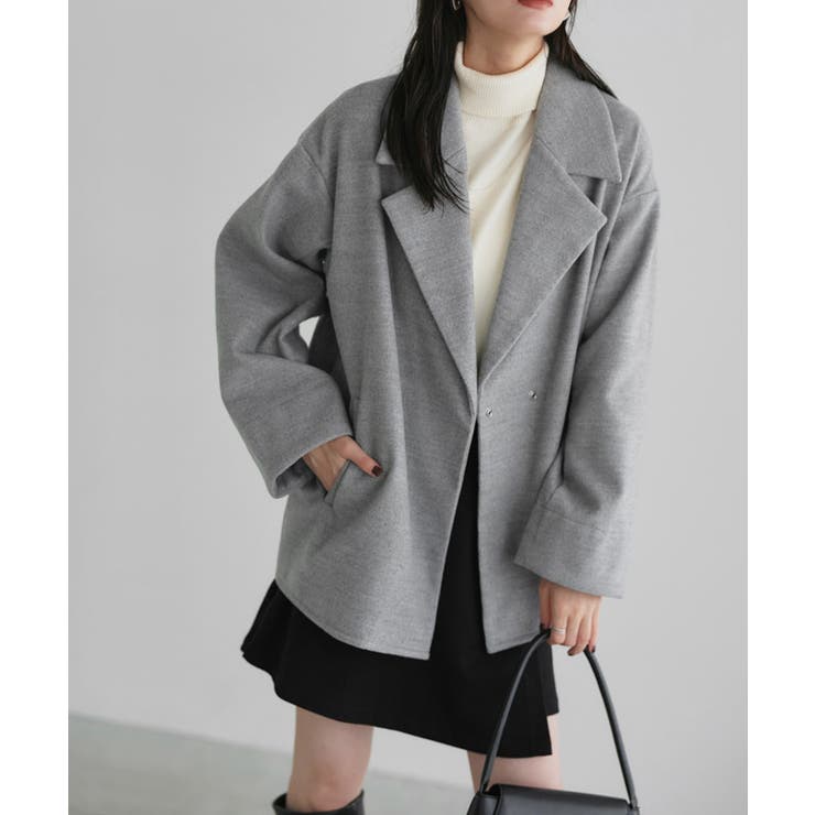 杢グレー | シンプルテーラーカラーコート コート シンプル | Pierrot