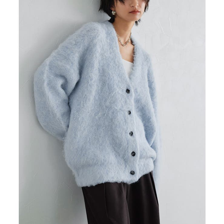 杢ライトブルー | [RASW]シャギーロングニットカーディガン カーディガン ニット | Pierrot