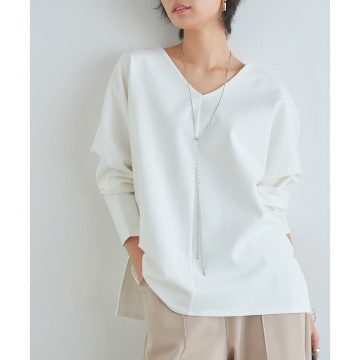 オフホワイト | [RASW]2wayハイストレッチ多機能ドルマントップス マット 質感 | Pierrot