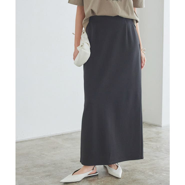 ブラック | [RASW]ハイストレッチ多機能Iラインスカート マット 質感 | Pierrot