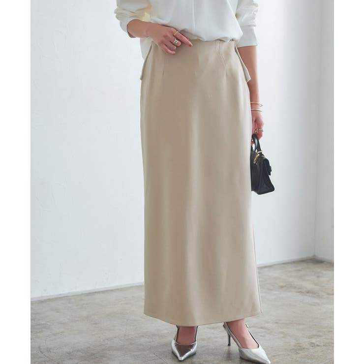 ライトベージュ | [RASW]ハイストレッチ多機能Iラインスカート マット 質感 | Pierrot