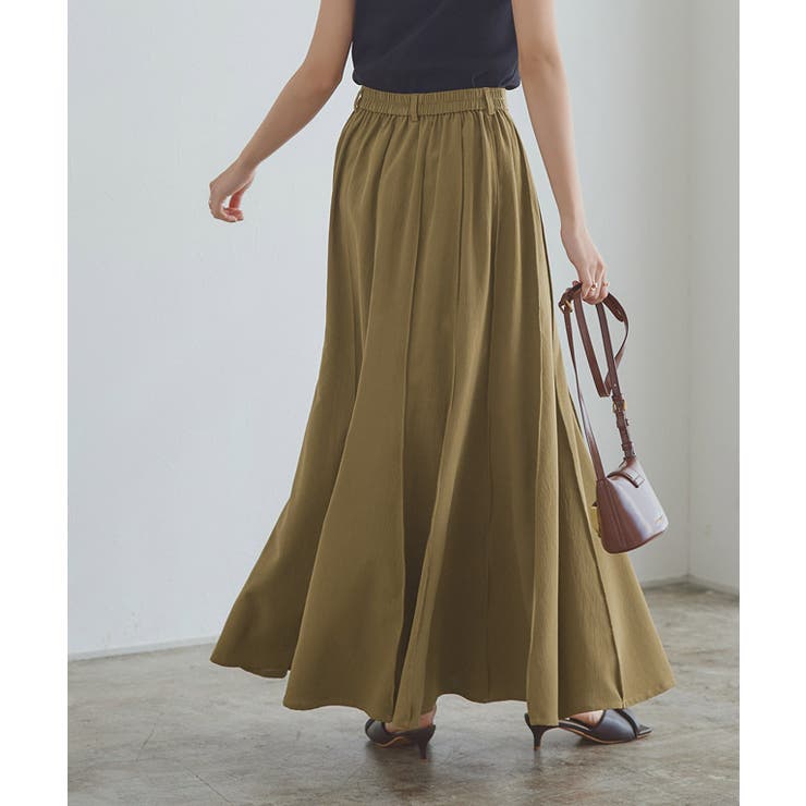 オリーブベージュ | [RASW]パネルフレアロングスカート イージーケア ウォッシャブル | Pierrot