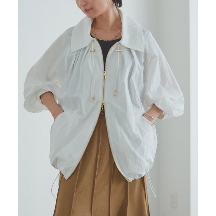 オフホワイト | [RASW]ドロストデザインブルゾン フレア 裾 | Pierrot