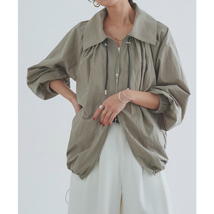 ライトカーキ | [RASW]ドロストデザインブルゾン フレア 裾 | Pierrot