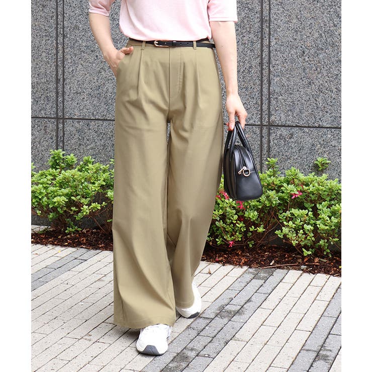 ベージュ | ストレッチワイドパンツ ストレッチ ワイドパンツ | Pierrot