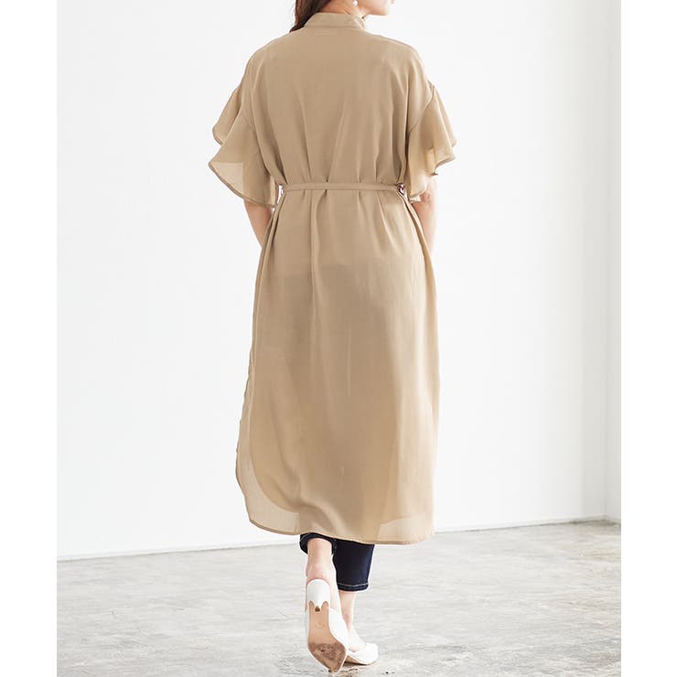 FURFUR フリルスリーブシャツワンピース FURFUR｜フリルスリーブシャツワンピース