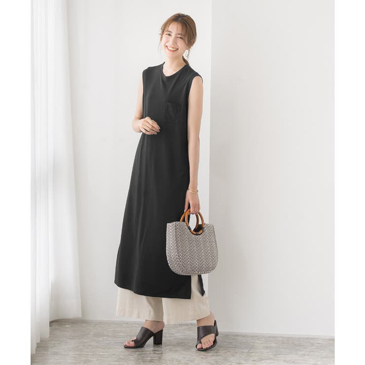 ミニポケットロングノースリワンピースワンピース ドレープスパン カットソー | Pierrot | 詳細画像3 